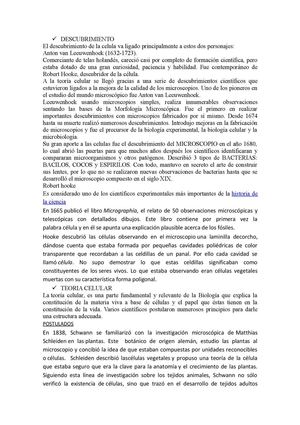 DESCRUBRIMIENTO-TEORIA CELULAR-DEFINICION