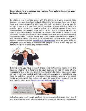 Know about how to remove bad reviews from yelp to improvise your business in better way 