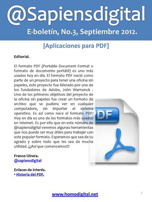 @Sapiensdigital, E-boletin, No. 3, Aplicaciones para PDF