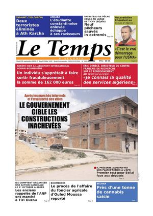 Le Temps d'Algérie Editions du Mardi 25 Septembre 2012