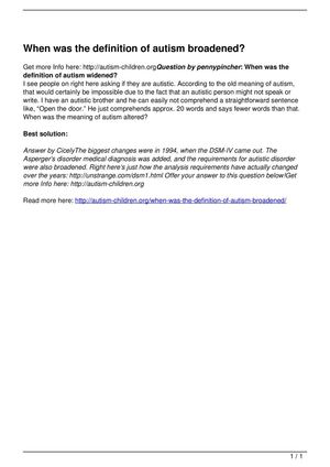 When was the definition of autism broadened?