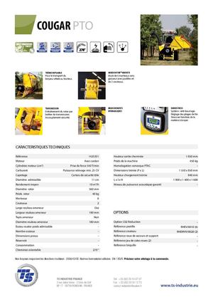 Fiche technique - COUGAR PTO / TS INDUSTRIE