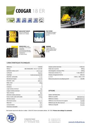 Fiche technique - COUGAR 18 ER / TS INDUSTRIE