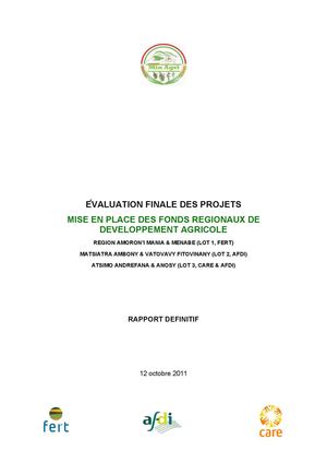 Evaluation finale FRDA pilotes Madagascar