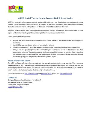 AIEEE: Useful Tips on How to Prepare Well & Score Marks