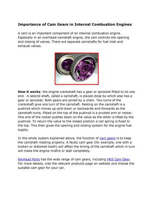 Importance of Cam Gears in Internal Combustion Engines  