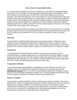 How To Select a Group Benefits Advisor