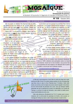 Bulletin Paroissial Mosaïque n° 118 - Octobre 2012