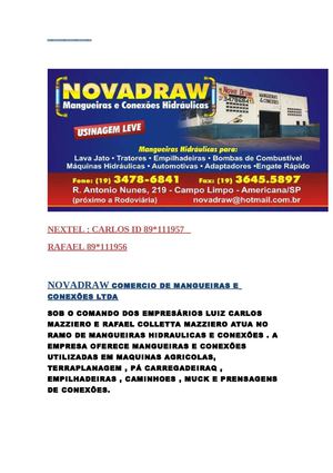NOVA DRAW MANGUEIRAS E CONEXOES HIDRAULICAS