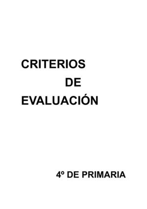 Criterios de evaluación de Conocimiento del Medio 4º