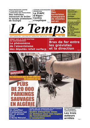 Le Temps d'Algérie Editions du Jeudi 27 Septembre 2012