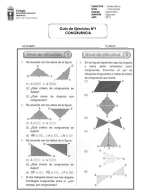 Congruencia: Guía de ejercicios Nº1