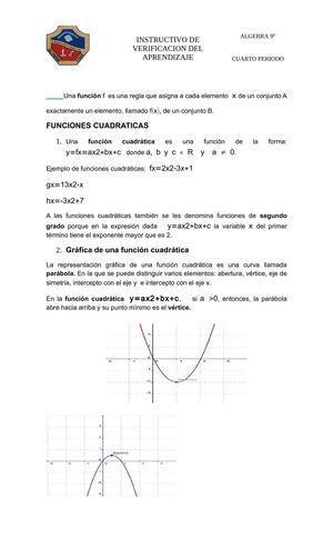 INSTRUCTIVO FUNCION CUADRATICA