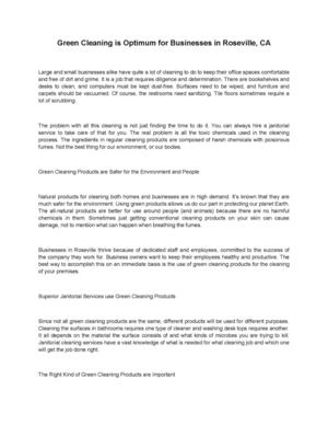 Green Cleaning is Optimum for Businesses in Roseville, CA