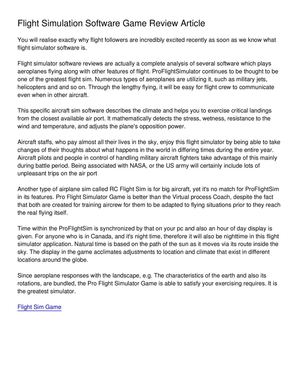 Flight Simulation Software Game Review Article