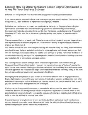 Learning How To Master Singapore Search Engine Optimization Is A Key For Your Business Success