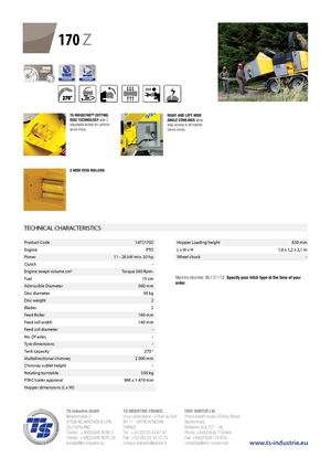 Technical characteristics - 170Z / TSINDUSTRIE