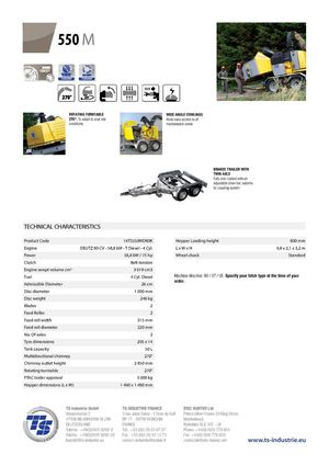 Technical characteristics - 550M / TSINDUSTRIE