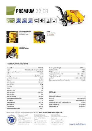 Technical characteristics - Premium22ER / TSINDUSTRIE