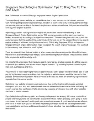 Singapore Search Engine Optimization Tips To Bring You To The Next Level