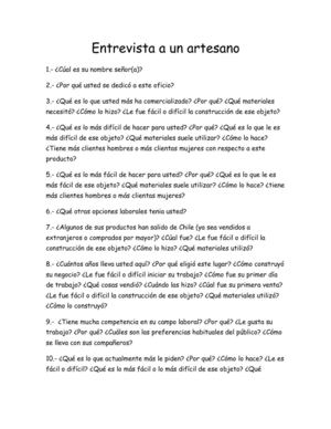 Entrevista a un artesano