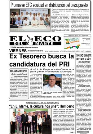 El Eco del Mante viernes 28 de septiembre de 2012