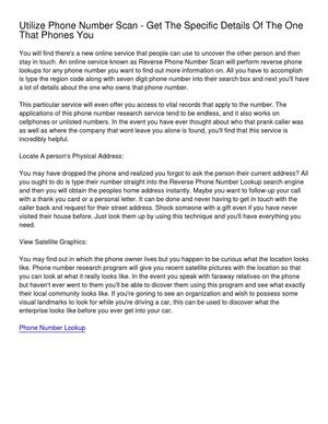 Utilize Phone Number Scan - Get The Specific Details Of The One That Phones You