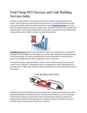 Find Cheap SEO Services and Link Building Services India