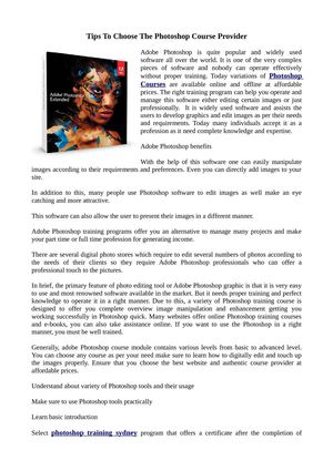 Tips To Choose The Photoshop Course Provider