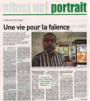 Portrait de Bernard Verlingue - Le Progrès 25 08 12