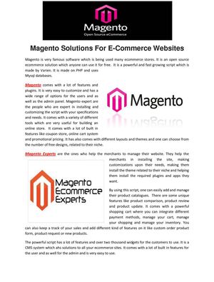Magento Solutions For E-Commerce Websites
