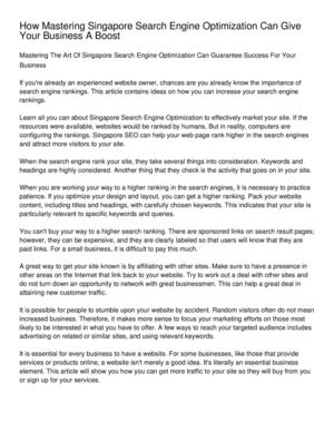 How Mastering Singapore Search Engine Optimization Can Give Your Business A Boost