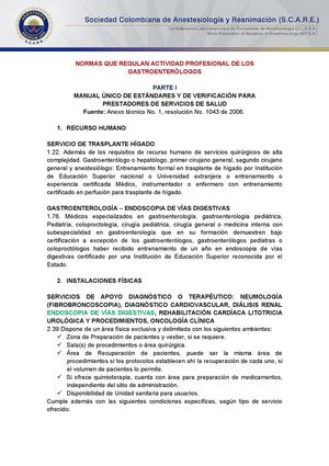 NORMAS QUE REGULAN ACTIVIDAD PROFESIONAL GASTROENTERÓLOGOS