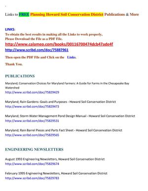 Links to FREE Planning Howard Soil Conservation District Publications & More 
