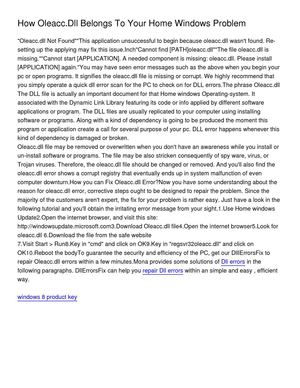 How Oleacc.Dll Belongs To Your Home Windows Problem_