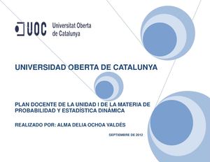 Plan Docente de la Unidad 1 de la Materia de Probabilidad y Estadística Dinámica