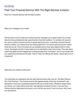 Pack Your Financial Seminar With The Right Seminar Invitation