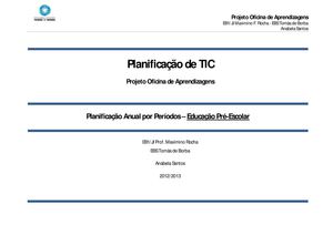 Planificação da Oficina de TIC - Educação Pré-Escolar