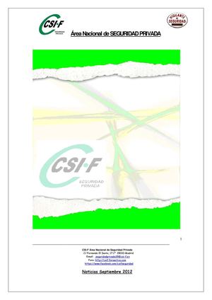 CSI-F Área Seguridad Privada Noticias Septiembre 2012