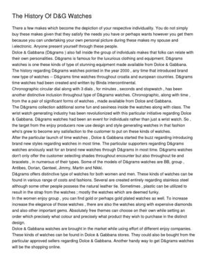 The History Of D&G Watches