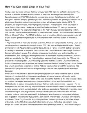 How You Can Install Linux In Your Ps3!_