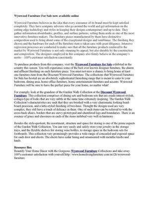 Wynwood Furniture For Sale now available online