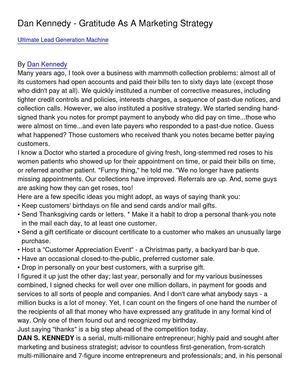 Dan Kennedy - Gratitude As A Marketing Strategy