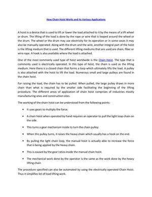 How Chain Hoist Works and Its Various Applications