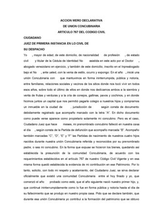 ACCION MERO DECLARATIVA DE UNION CONCUBINARIA