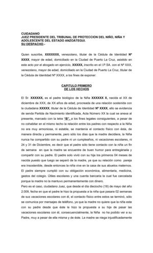 DEMANDA DEL PADRE PARA TENER CONTACTO CON SU HIJO MENOR DE EDAD