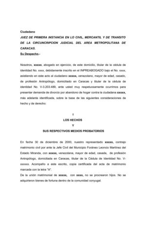 DIVORCIO ABANDONO DE HOGAR