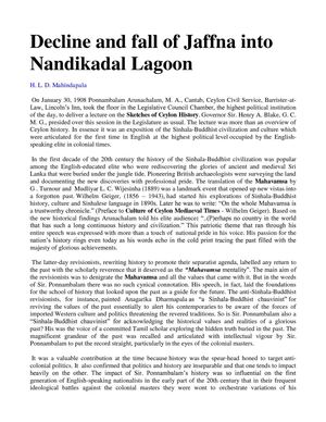 Decline and fall of Jaffna into Nandikadal Lagoon