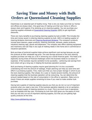 Saving Time and Money with Bulk Orders at Queensland Cleaning Supplies