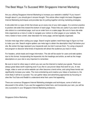 The Best Ways To Succeed With Singapore Internet Marketing